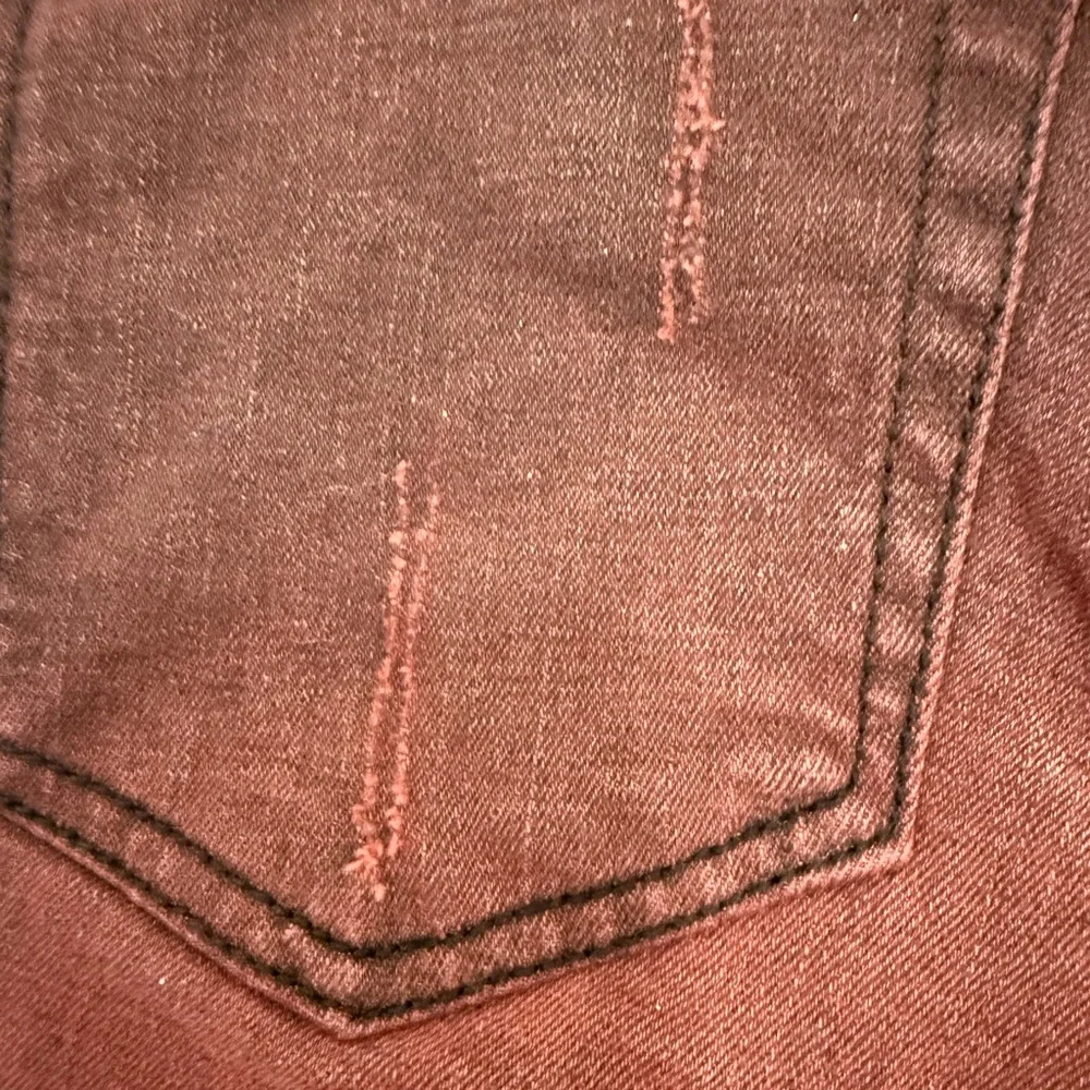 Rude Hot Topic Denim Dark Red Shorts Punk Goth Grunge Mens Skinny Size 32 - Picture 8 of 9